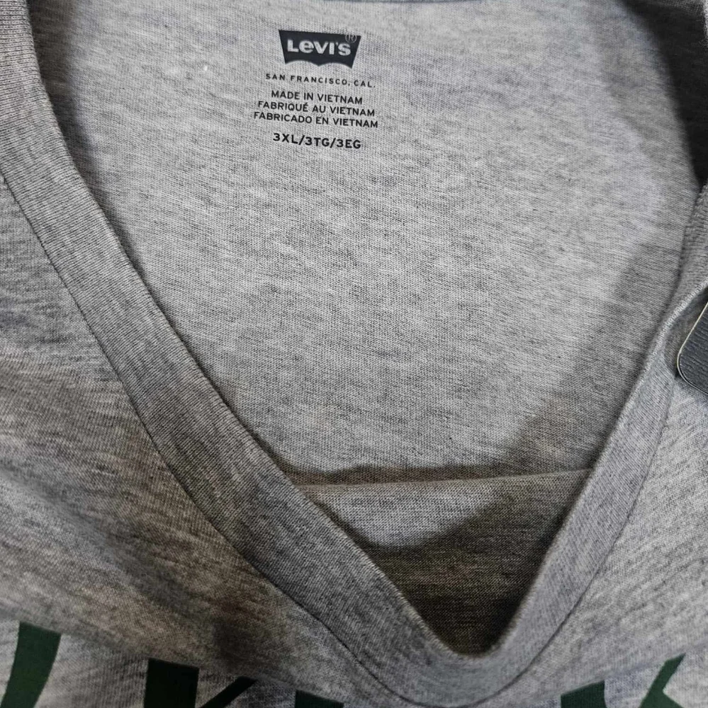 Levi's T-Shirt Mens 3XL‎ Grey Green Graphic Logo Casual Long Sleeve Casual Tee